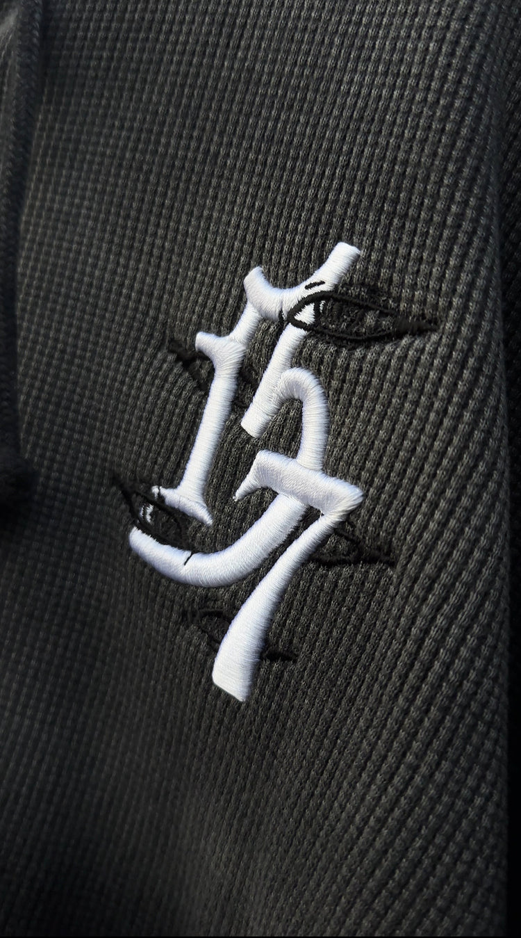 137 "All Luv" Coal Ombré Waffle Zip Up