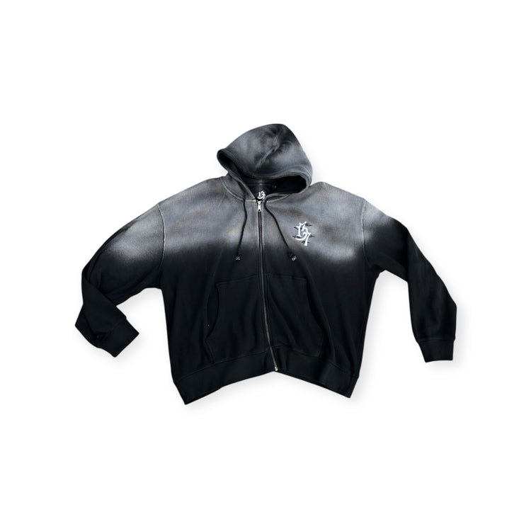 137 "All Luv" Coal Ombré Waffle Zip Up