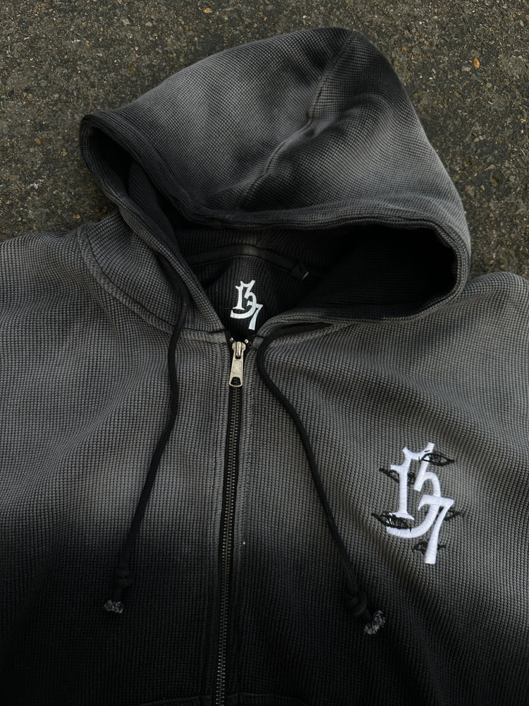 137 "All Luv" Coal Ombré Waffle Zip Up